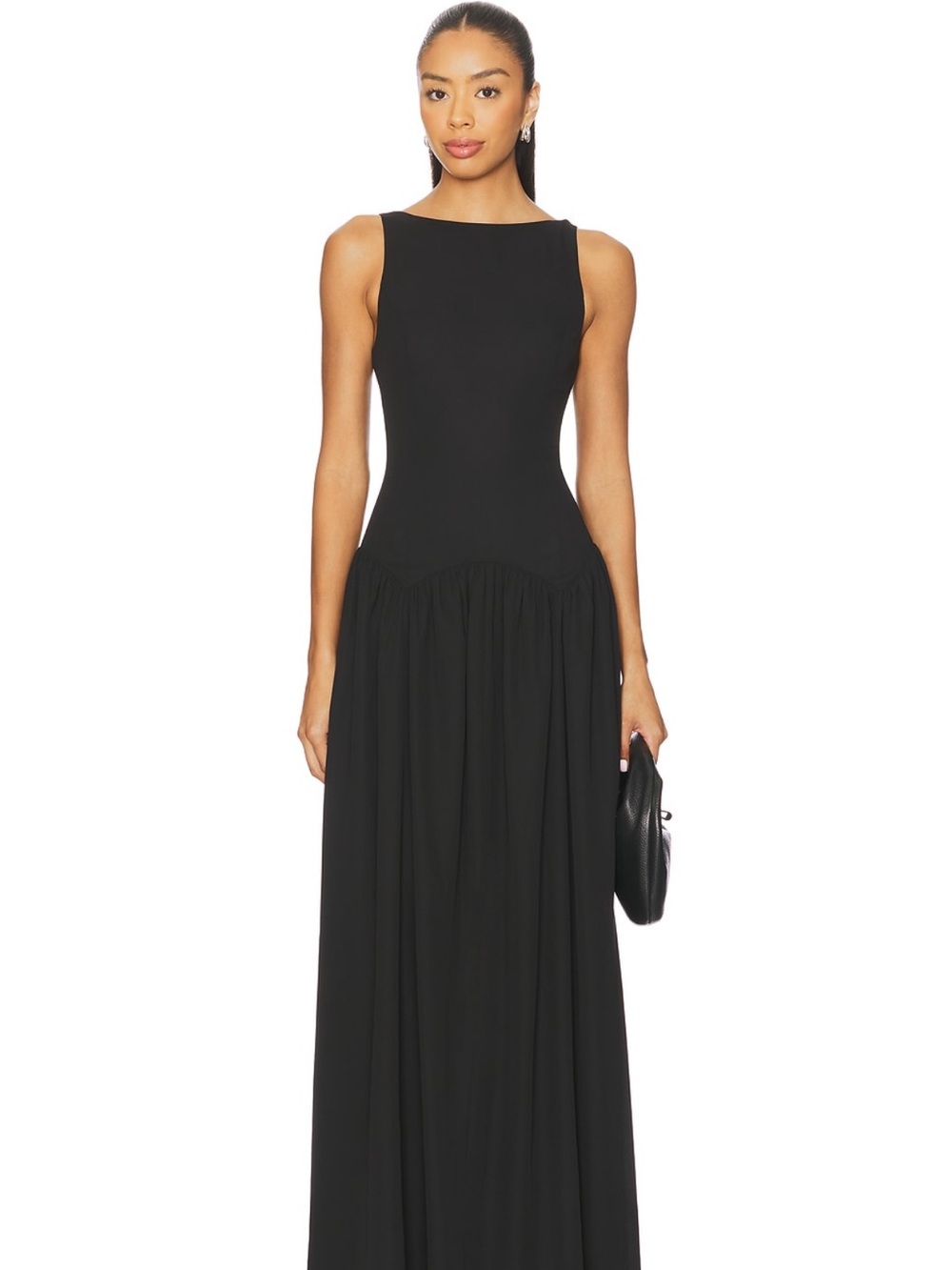 Classic Black Sleeveless Maxi Dress with Flowing Skirt - Picture 1 of 4